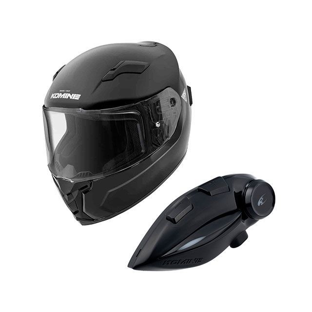 KOMINE KK-902モーターサイクルインターカム＋HK-170フルフェイスヘルメット（グロスブラック） サイズ M ・00-170 コミネ フルフェイスヘルメット
