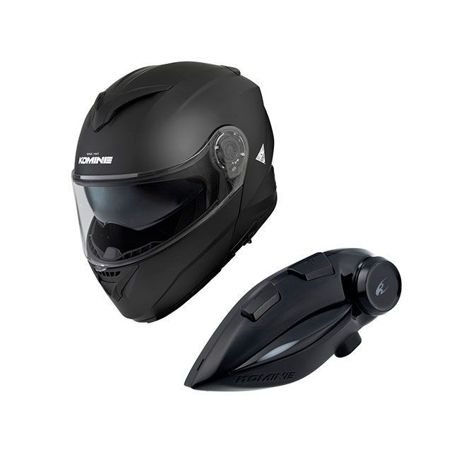 KOMINE KK-902モーターサイクルインターカム＋HK-171システムヘルメット（マットブラック） サイズ M ・00-171 コミネ システムヘルメット（フリップアップ）