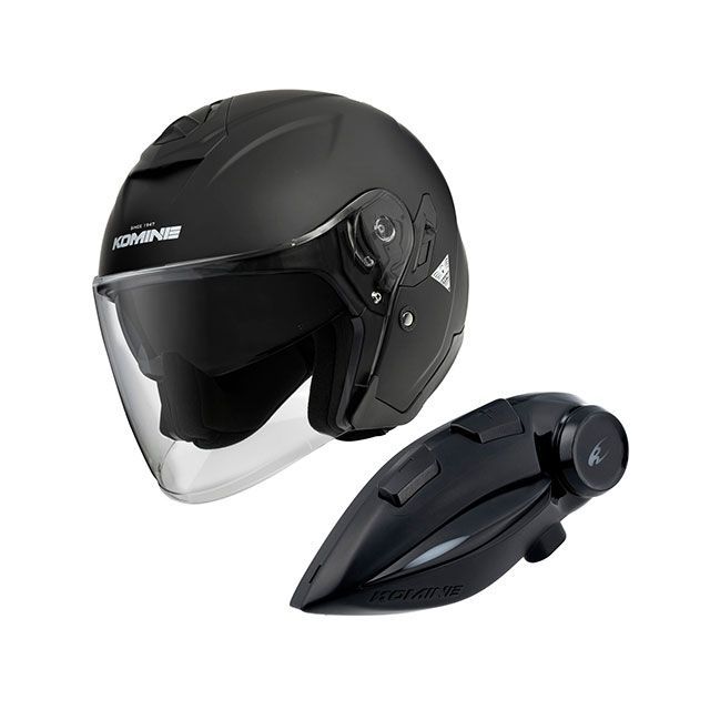KOMINE KK-902モーターサイクルインターカム＋HK-172 FL コンポジェットFRPジェットヘルメット（マットブラック） サイズ XL ・00-172 コミネ ジェットヘルメット