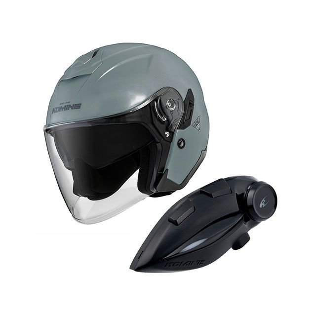 KOMINE KK-902モーターサイクルインターカム＋HK-172 FL コンポジェットFRPジェットヘルメット（バサルトグレイ） サイズ L ・00-172 コミネ ジェットヘルメット