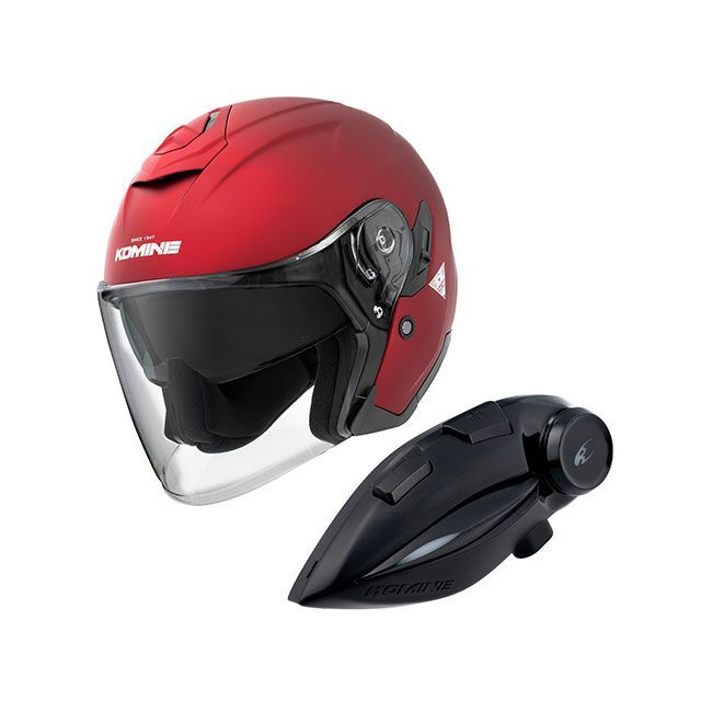 KOMINE KK-902モーターサイクルインターカム＋HK-172 FL コンポジェットFRPジェットヘルメット（マットメタルレッド） サイズ M ・00-172 コミネ ジェットヘルメット