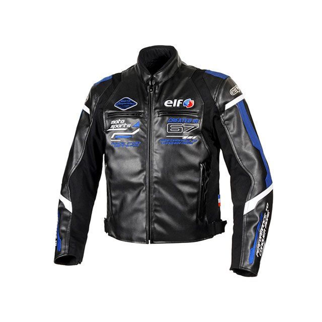 elf riding wear 2024-2025秋冬モデル EJ-W120 エヴォルツィオーネPUレザージャケット（ブルー） サイズ LL EJ-W120/BL/LL エルフ ライディングウェア ジャケット