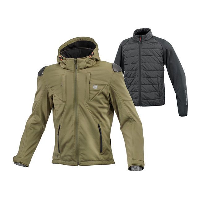 KOMINE 2024-2025秋冬モデル JK-6235 ハイプロテクトソフトシェルシステムパーカ セット(オリーブ) サイズ 3XL ・07-6235 コミネ ジャケット