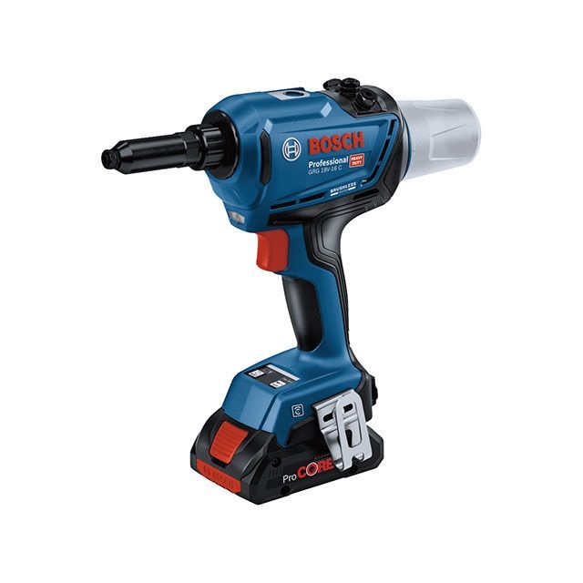 BOSCH GRG18V-16C 18V コードレスリベッター 5.0Ah乾電池×2個・申し受ける器・キャリングケース付 GRG18V-16C ボッシュ 電動物の具