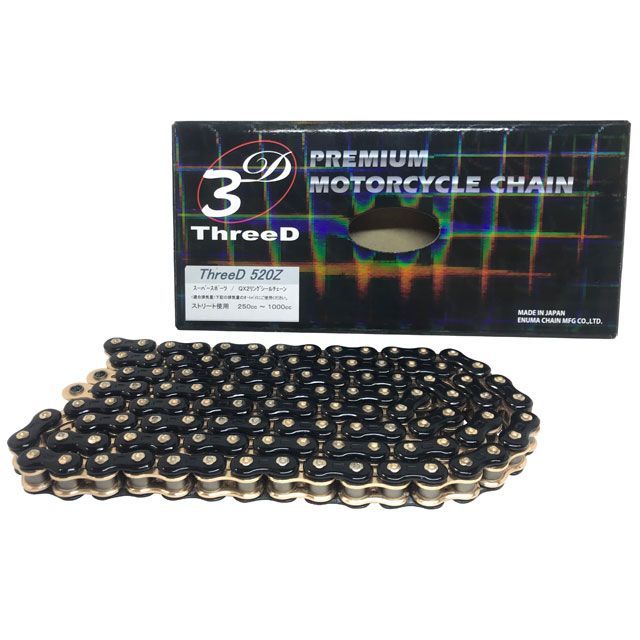 EKチェーン QX2リングシール ThreeD 520Z/3D カラー ブラック＆ゴールド リンク数 94L JAN_4571291795037 メーカー在庫あり 江沼チェーン チェーン関連パーツ 250～1000cc