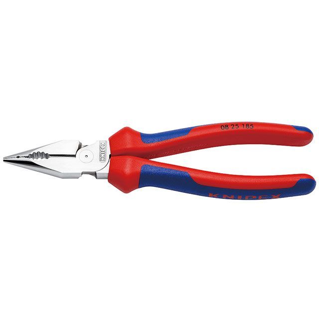 KNIPEX 0825-185SB ニードルノーズペンチ 185粍 コンフォートハンドル Crメッキ 風呂敷き包み入 ・0825-185SB クニペックス お手々物の具