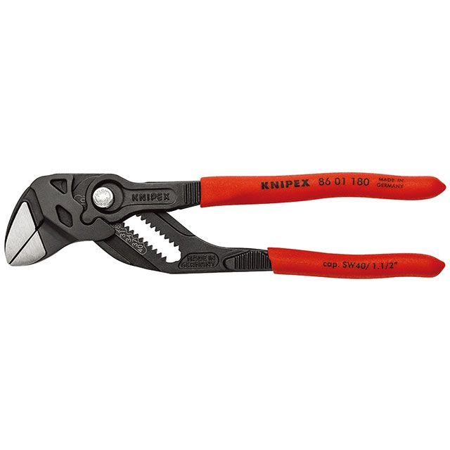 KNIPEX 86 01 180 ペンチ鍵 180粍 プラスティックコーティングハンドル ジンクアロイメッキ ・86 01 180 クニペックス お手々物の具
