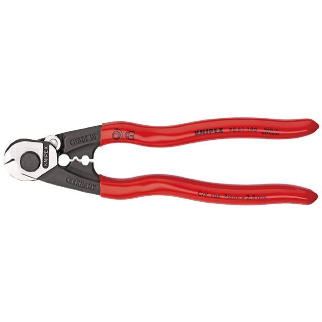 KNIPEX 95 61 190 ワイヤーロープカッター 190粍 プラスティックコーティングハンドル ・95 61 190 製造業者店卸し資産あり クニペックス お手々物の具