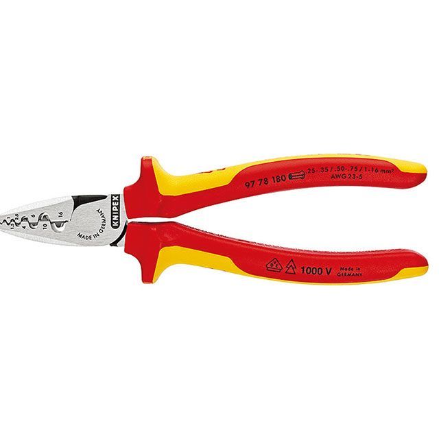 KNIPEX 9778-180SB 挙げ句の果て捩り用 1000V 縁切り圧着プライヤー 180粍 ・9778-180SB クニペックス お手々物の具