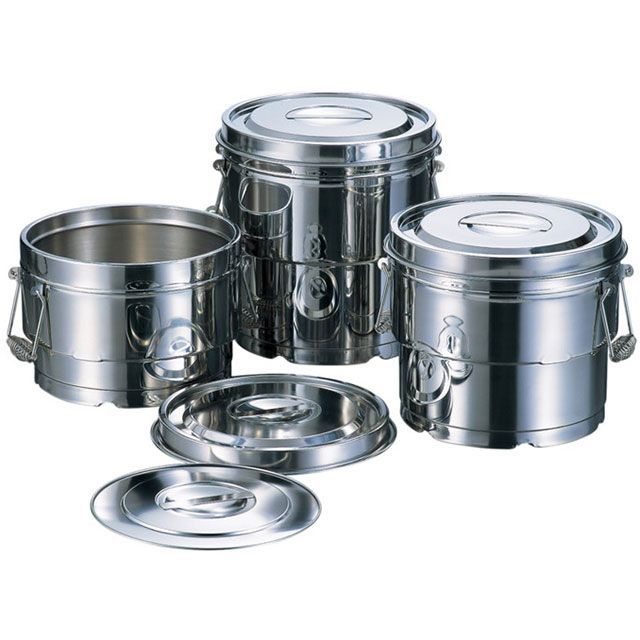 akagawa 14010C 18-8 目盛付二重食缶（クリップ付仕様）10L 14010C 赤川器物製作所 キッチン用品