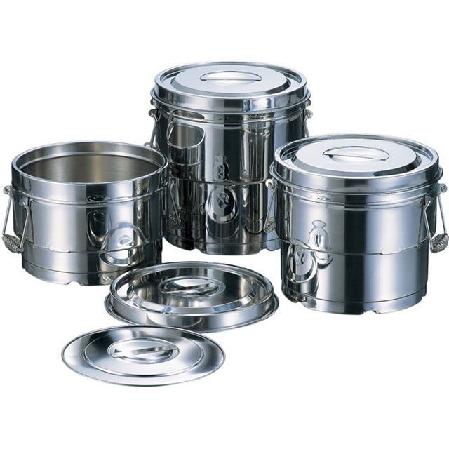 akagawa 14014C 18-8 目盛付二重食缶（クリップ付仕様）14L 14014C 赤川器物製作所 キッチン用品