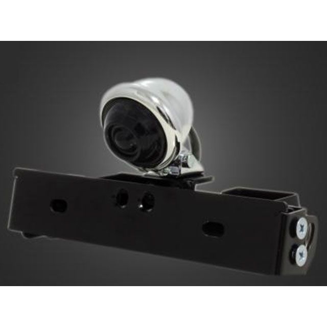 T&F シーシーバー用ナンバーブラケットKIT＆ブレットテールランプ スモーククラシックレンズ（メッキ） サイズ φ38（38mm）専用 ・CCN07038 ガレージT&F テール関連パーツ 汎用