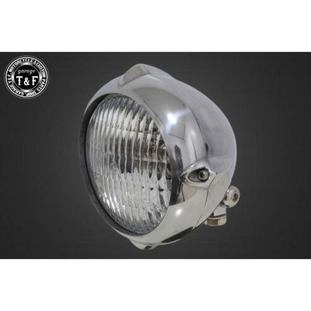 T&F シャドウスラッシャー400 4.5インチビンテージヘッドライト/クラシックレンズ仕様＋ステーSET（タイプA） タイプ 真鍮リム/マットブラックボディ・イエロー ・4021652 ガレージT&F ヘッドライト・バルブ シャドウスラッシャー400