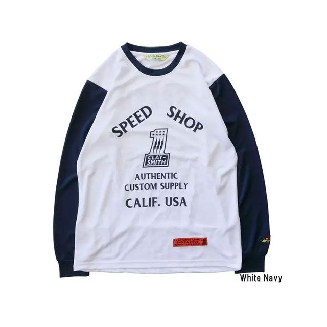 Clay Smith CSY-5053 ロンTシャツ（ホワイト/ネイビー） サイズ LL CSY-5053 メーカー在庫あり クレイスミス カジュアルウェア