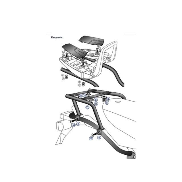 HEPCO&BECKER トップケースキャリア イージーラック(ブラック) 661645 01 01 ヘプコ&ベッカー キャリア・サポート HP2 Enduro HP2 Megamoto|パークアップ 店