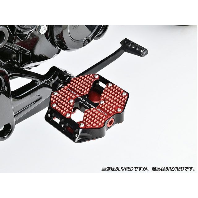 OVER RACING フラットペダル ラージ（ブロンズ/レッド） ・51-012-22BR オーバーレーシング ステップ