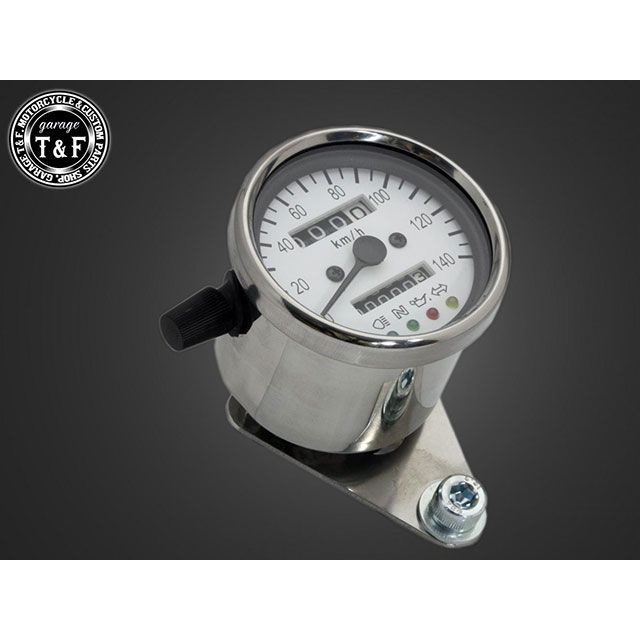 T&F ドラッグスター400 VH01J/後期 機械式ミニスピードメーター インジケーター内蔵 専用カプラー付き（ステンレス/ホワイト） ・707253 ガレージT&F スピードメーター ドラッグスター400 ドラッグスター400クラシック