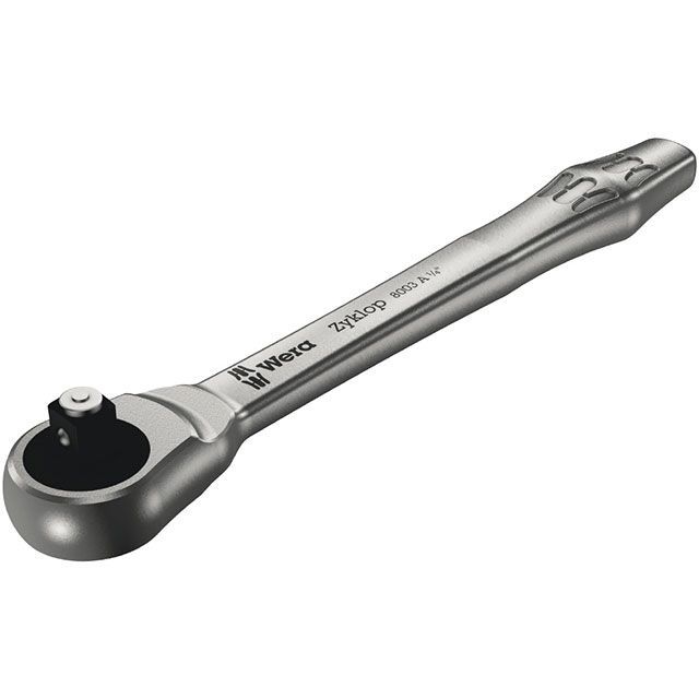 WERA 004003 差込角1/4SQ メタルラチェットレンチ 全長141mm ZYKLOPプッシュスル―スクエア付き ・004003 ヴェラ ハンドツール