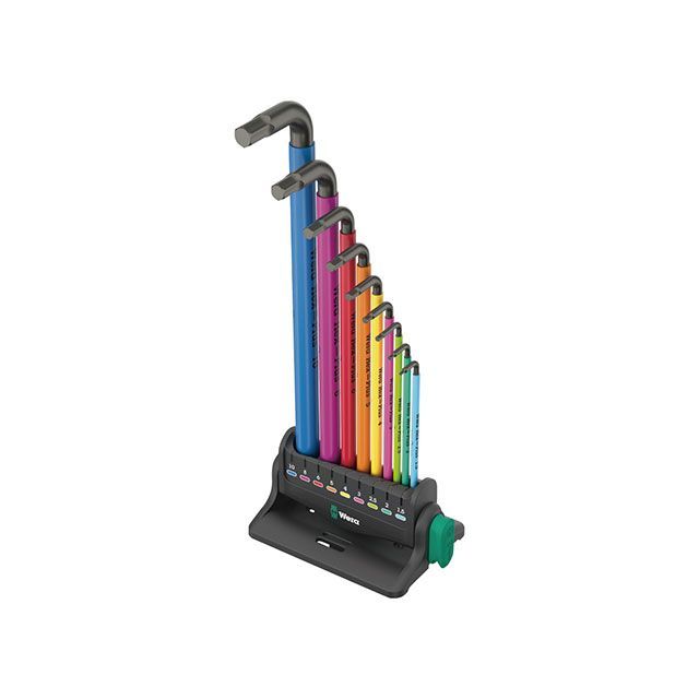 WERA 133165 10本組 HEX-Plus レインボー ボールポイント付 L型六角棒レンチマグネタイザーセット ホルダー付 ・133165 メーカー在庫あり ヴェラ ハンドツール｜パークアップ 店