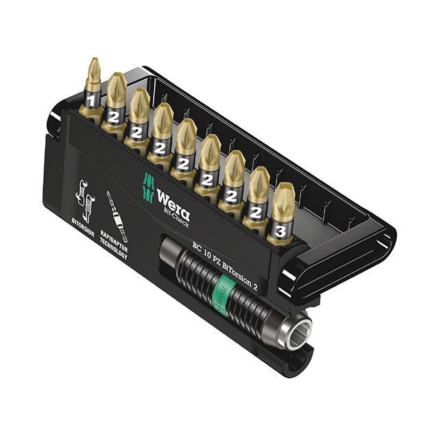 WERA 347153 10点組 金剛石上塗り ポジドライブビットホルダーセット 入れもの付 ・347153 製造業者店卸し資産あり ヴェラ お手々物の具