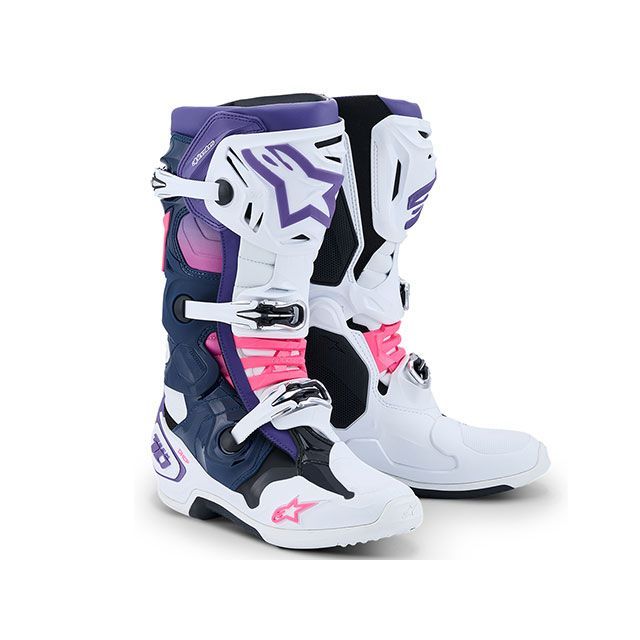 Alpinestars TECH10 ブーツ(ホワイト/バイオレッド/ネイビー/ブルー/ピンク) サイズ 10(29.0cm) D8818 アルパインスターズ オフロードブーツ