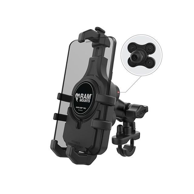 RAM MOUNTS クイックグリッププロ クレイドルホルダー（M）＆U字クランプベースセット（ショートアーム）φ12.7-31.75mm対応 防振ダンパー 1インチボール【Vibe-Safe】 RAM-B-149Z-A-PD5VU ラムマウント 電子…