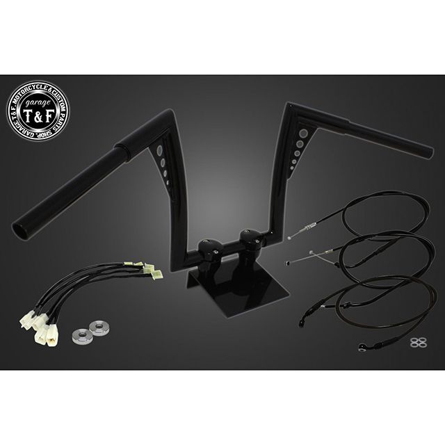 T&F レブル250 2017-2019年 ABS非搭載モデル 極太バットマンハンドル 12インチ＆ワイヤーセット（ブラック） ・7091906 ガレージT&F ハンドル関連パーツ レブル250