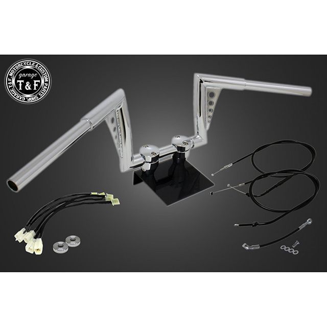 T&F レブル250 2017-2019年 ABS搭載モデル 極太バットマンハンドル 8インチ＆ワイヤーセット（メッキ） ・7091909 ガレージT&F ハンドル関連パーツ レブル250｜パークアップ 店