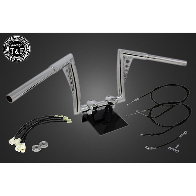 T&F レブル250 2017-2019年 ABS搭載モデル 極太バットマンハンドル 10インチ&ワイヤーセット(メッキ) ・7091911 ガレージT&F ハンドル関連パーツ レブル250|パークアップ 店