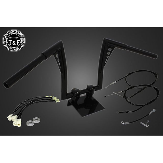 T&F レブル250 2017-2019年 ABS搭載モデル 極太バットマンハンドル 12インチ＆ワイヤーセット（ブラック） ・7091914 ガレージT&F ハンドル関連パーツ レブル250｜パークアップ 店