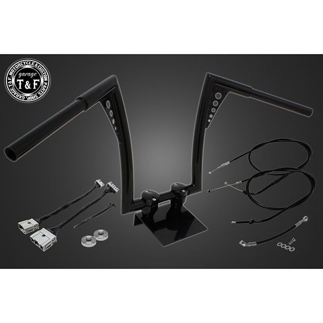 T&F レブル250 2020-2024年 ABS搭載モデル 極太バットマンハンドル 14インチ＆ワイヤーセット（ブラック） ・7091924 ガレージT&F ハンドル関連パーツ レブル250