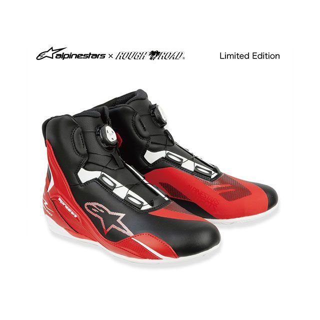 Rough&Road R2510426 アルパインスターズ×ラフ＆ロード FASTER（ブラック/レッド） サイズ 25.5cm R2510426KR255 メーカー在庫あり ラフ＆ロード ライディングブーツ