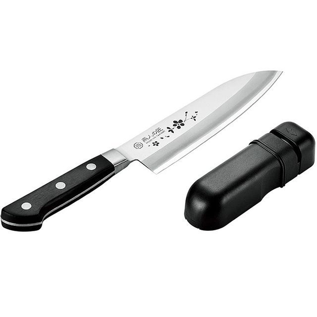YOKOYAMA ETO-1002 燕人の匠（桜吟）三徳まかない方165粍＆研ぎ ETO-1002 ヨコまっ盛り 室外膳立て装置