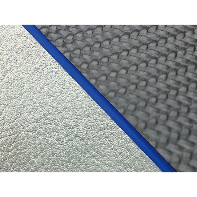 Grondement W650(99年 EJ650A1/C1) 国産シートカバー 張替 カーボンブラック ライン シルバーライン 仕様 青パイピング GH5557KC1654P50 グロンドマン シート関連パーツ W650|パークアップ 店