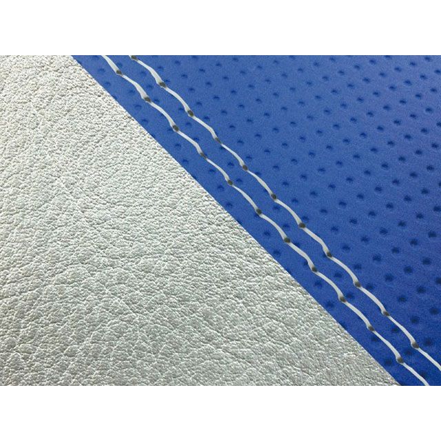 Grondement W650（99年 EJ650A1/C1） 国産シートカバー 張替 フルエンボスブルー ライン シルバーライン 仕様 透明ダブルステッチ GH5557KC3954SW0 グロンドマン シート関連パーツ W650
