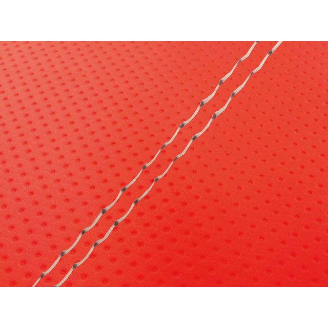 Grondement W650（99年 EJ650A1/C1） 国産シートカバー 張替 フルエンボスレッド ライン - 仕様 透明ダブルステッチ GH5556KC380SW0 グロンドマン シート関連パーツ W650｜パークアップ 店