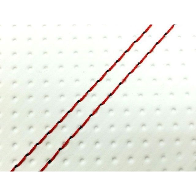 Grondement KSR50/80（KMX50B/80B） 国産シートカバー 張替 エンボスホワイト ツートン生地 - 仕様 赤ダブルステッチ GH13KC280SW40 グロンドマン シート関連パーツ KSR50/80