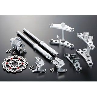 SHIFTUP ワイド208mm ステムφ27mm フロントフォークキット（2pods/220mm/ディスクブレーキ仕様）：バーハンドル対応クランプ付 カラー ガンメタ 205385-19 シフトアップ フロントフォーク モンキー