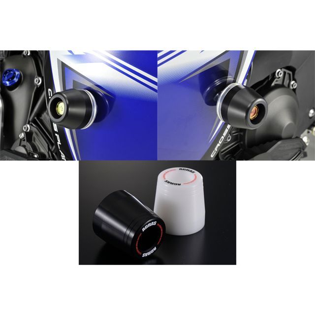 AGRAS レーシングスライダー フレーム カラー ジュラコン/ホワイト タイプ ロゴ有 342-271-000X アグラス スライダー類 YZF-R1