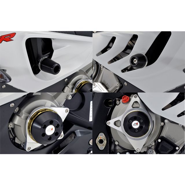 AGRAS レーシングスライダー 4点SET フレーム＋ジェネレーターA＋クラッチ カラー シルバー/ホワイト タイプ ロゴ有 342-701-014SSX アグラス スライダー類 S1000RR