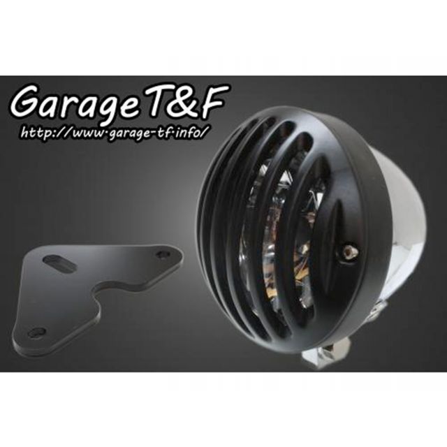 T&F 4.5インチバードゲージヘッドライト&ライトステー(タイプF)キット ヘッドライト メッキ ゲージ ブラック ・GT250HL26 ガレージT&F ヘッドライト・バルブ グラストラッカー グラストラッカービックボーイ