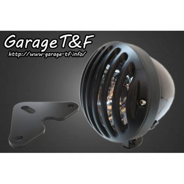 T&F 4.5インチバードゲージヘッドライト＆ライトステー（タイプF）キット ヘッドライト ブラック ゲージ ブラック ・GT250HL27 ガレージT&F ヘッドライト・バルブ グラストラッカー グラストラッカービックボーイ