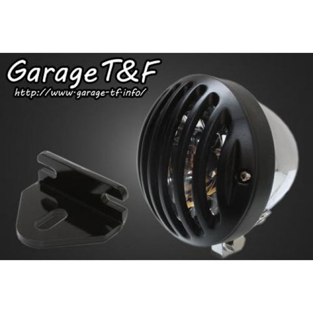 T&F 4.5インチバードゲージヘッドライト＆ライトステー（タイプE）キット ヘッドライト メッキ ゲージ ブラック ・W650HL26 ガレージT&F ヘッドライト・バルブ W650