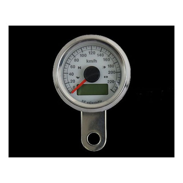 Neofactory 48mm インジケーター付きスピードメーター ボディ ステンレス 文字盤 白盤 バックLED 橙光 ・015998 メーカー在庫あり ネオファクトリー スピードメーター ハーレー 19,651円