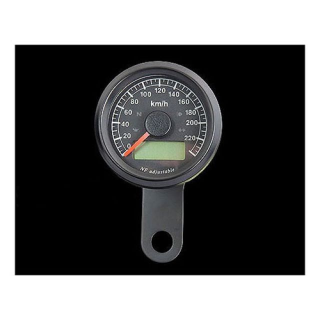 Neofactory 48mm インジケーター付きスピードメーター ボディ ブラック 文字盤 黒盤 バックLED 橙光 ・016000 メーカー在庫あり ネオファクトリー スピードメーター ハーレー