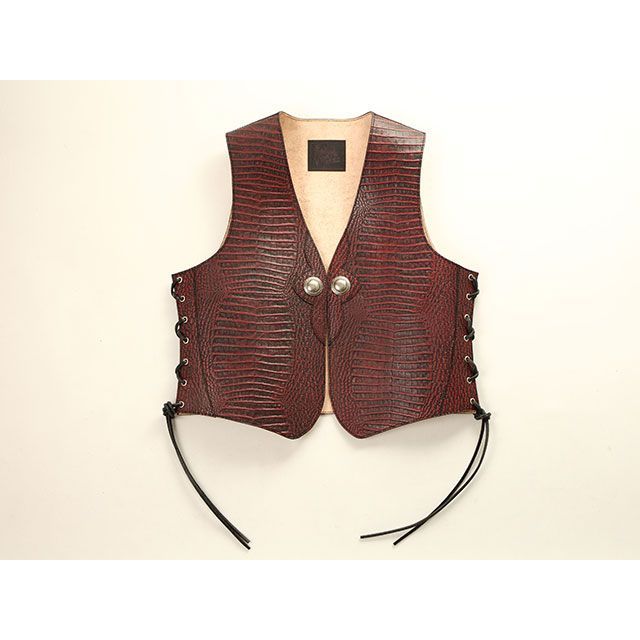 DEGNER 【特価品】クロコダイル柄レザーベスト（レッド） サイズ M 4WV-13CR-RD デグナー ジャケット