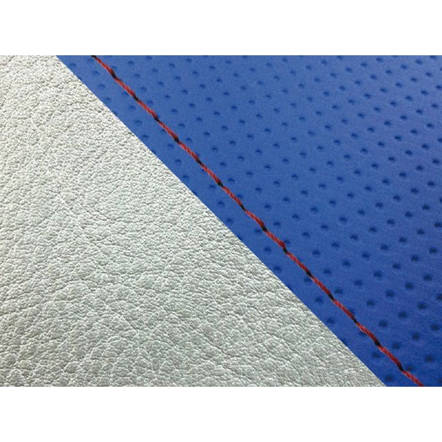 Grondement W650（99年 EJ650A1/C1） グロンドマン国産シートカバー 張替（エンボスブルー/シルバーライン） 仕様 赤ステッチ GH5557KC2654S40 グロンドマン シート関連パーツ W650