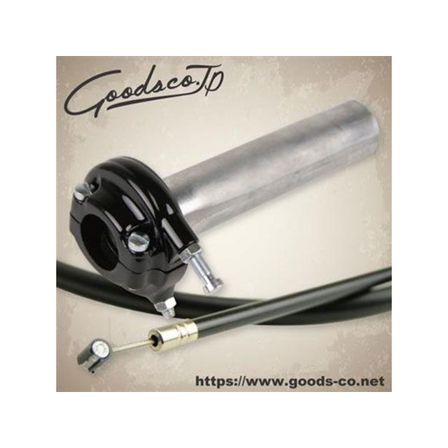 GOODS AMALスロットル - ブラック＆ワイヤー/SR400/500（88-16） 長さ 1100mm 44-29490B-208 グッズ ハンドルケーブル・ホース類 SR400/500