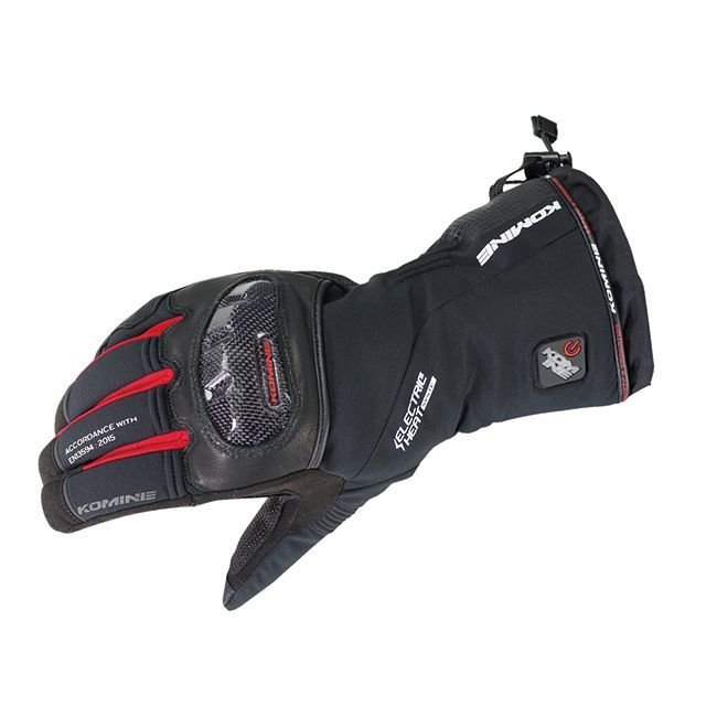 KOMINE EK-200 カーボンプロテクトエレクトリックグローブ（ブラック/レッド） サイズ L ・08-200 コミネ 電熱ウェア・防寒用品