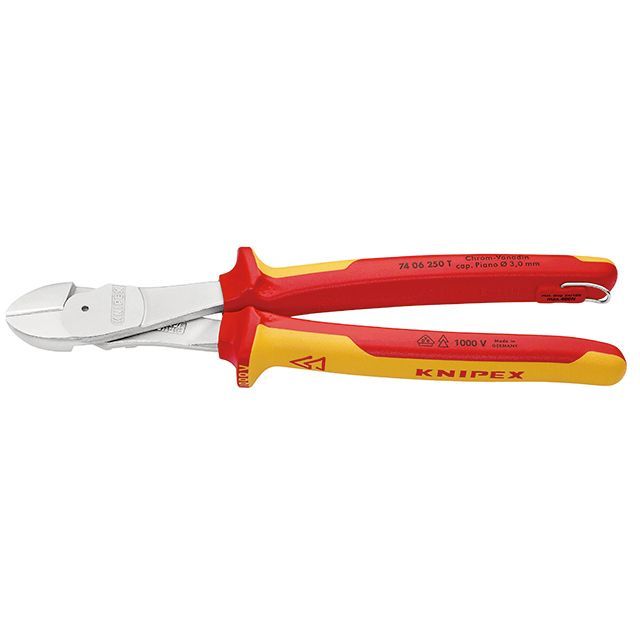 KNIPEX 7406-250TBK 絶縁強力斜ニッパー 落下防止（BK） ・7406-250TBK メーカー在庫あり クニペックス ハンドツール｜パークアップ 店